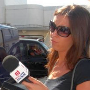 Lucy Mayer at outside broadcast in Kingston, South West London Lucy Mayer at outside broadcast in Kingston, South West London